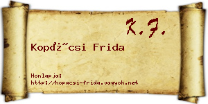 Kopácsi Frida névjegykártya
